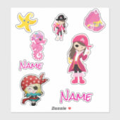 Cute Pink Pirate Girl Sticker (Vel)