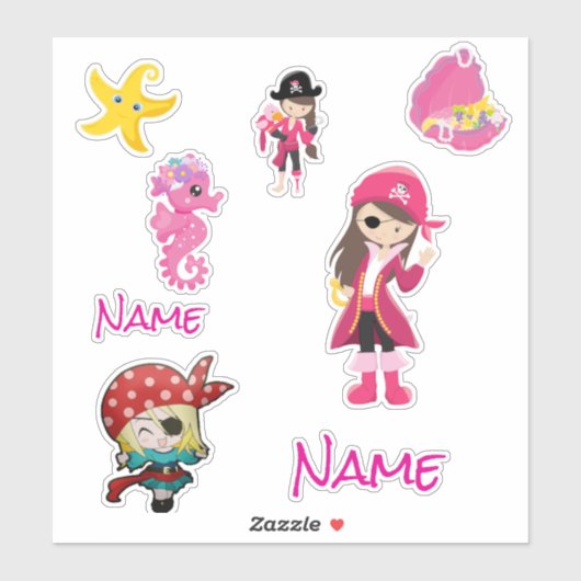 Cute Pink Pirate Girl Sticker (Vel)