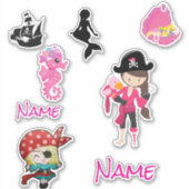Cute Pink Pirate Girl Sticker (Voorkant)