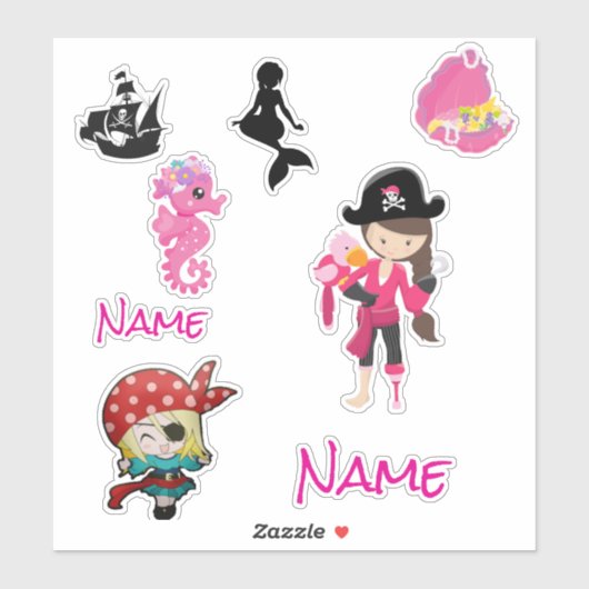 Cute Pink Pirate Girl Sticker (Vel)
