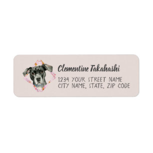 Cute Pink Pitbull Dog Return Address Etiket