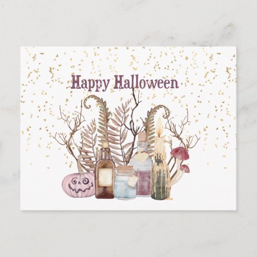 Cute Pink Potions Foliage Halloween Feestdagenkaart (Voorkant)