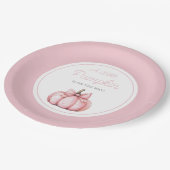 Cute Pink Pumpkin Girl Baby Shower Papieren Bordje (Gekanteld)