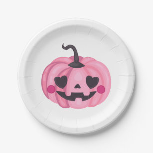 Cute Pink Pumpkin Papieren Bordje