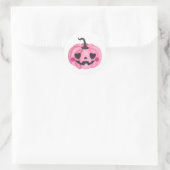 Cute Pink Pumpkin Ronde Sticker (Tas)