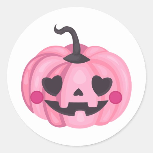 Cute Pink Pumpkin Ronde Sticker (Voorkant)