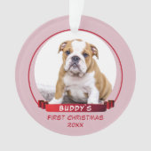 Cute Pink Puppy 1e kerstfoto Foto Ornament (voorkant)