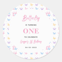 Cute Pink Purple Butterfly 1st Birthday for Girls