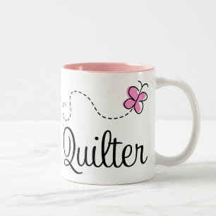 Cute Pink Quilter Gift Tweekleurige Koffiemok
