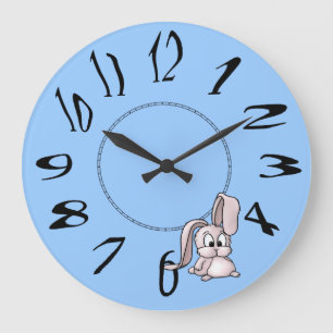 Cute Pink Rabbit Cartoon Grote Klok