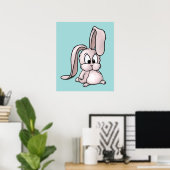 Cute Pink Rabbit Cartoon Poster (Thuiskantoor)