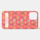 Cute Pink Rainbow Flowers Gepersonaliseerde naam Case-Mate iPhone Case (Achterkant (horizontaal))