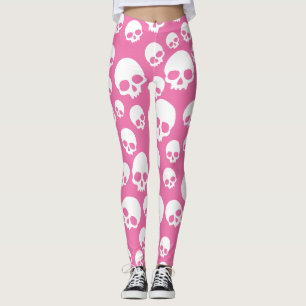 Cute Pink Random Skulls Motifs Leggings