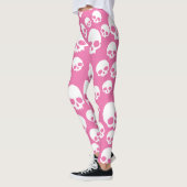 Cute Pink Random Skulls Motifs Leggings (Gauche)