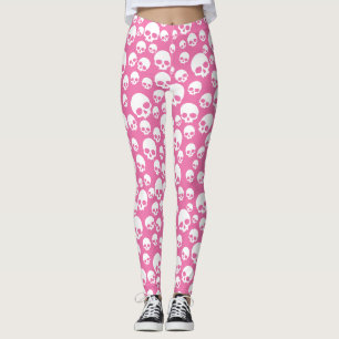 Cute Pink Random Skulls Motifs Leggings