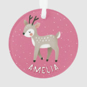 Cute Pink Reindeer Kid`s Name Christmas (dos)