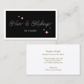 Cute Pink Retro Stars Script Black Beauty Visitekaartje (Voorkant / Achterkant)