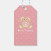 Cute Pink Ribbon Bunny Rabbit First Birthday Party Cadeaulabel (Achterkant)