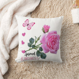 Cute Pink Rose Butterfly Hearts Throw Pillow Kind Kussen
