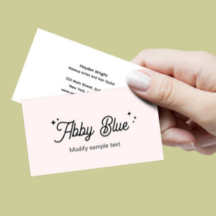 Cute Pink Script Font Stars Visitekaartje