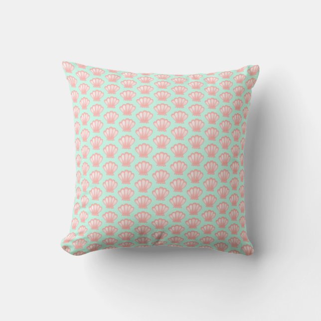 Cute Pink Seashell Pattern Illustratie Kussen (Voorkant)