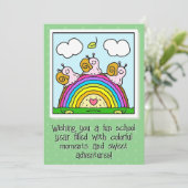 Cute Pink Snails Rainbow Log Back To School Kaart (Staand voorkant)