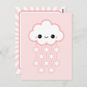 Cute Pink Snow Cloud Briefkaart (Voorkant / Achterkant)