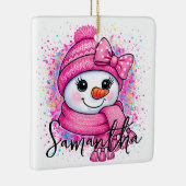 Cute Pink Snowgirl Photo Keramisch Ornament (Rechts)