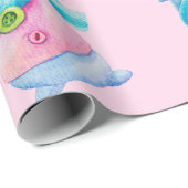 Cute Pink Snowman Kinder kerst Cadeaupapier (Rol Hoek)