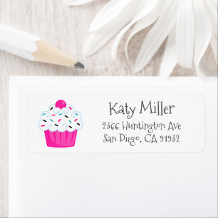 Cute Pink Sprinkle Cupcake Girls Adres Label
