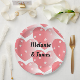 Cute Pink Star Hearts Patroon Papieren Bordje