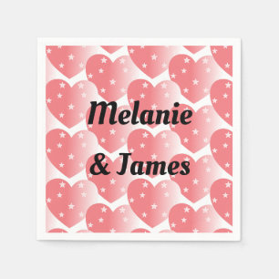 Cute Pink Star Hearts Pattern Square Sticker Servet