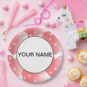 Cute Pink Star Pattern Papieren Bordje (Feest)