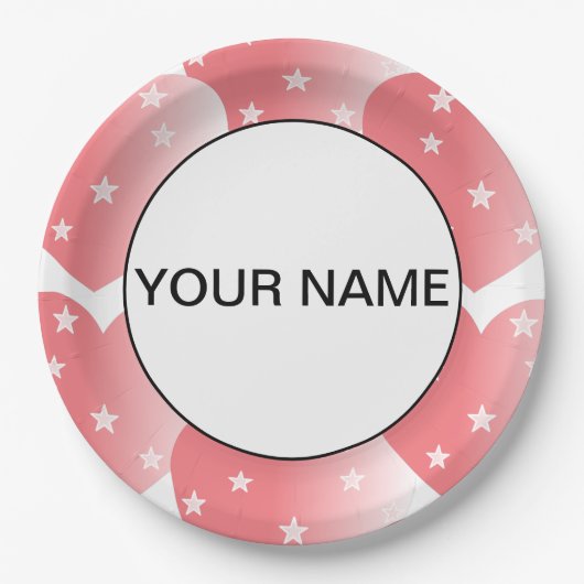 Cute Pink Star Pattern Papieren Bordje (Voorkant)