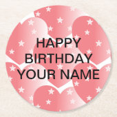 Cute Pink Star Pattern Ronde Kartonnen Onderzetter (Voorkant)