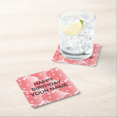 Cute Pink Star Pattern Vierkante Kartonnen Onderzetter (Insitu)