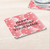 Cute Pink Star Pattern Vierkante Kartonnen Onderzetter (Schuin)