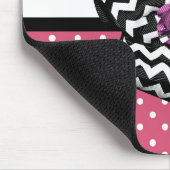 Cute Pink Stippen Paars Roos Chevron Bow en naam Muismat (Hoek)