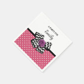 Cute Pink Stippen Paars Roos Chevron Bow en naam Servetten (Hoek)