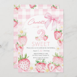 Cute Pink Strawberries Berry 2nd Second Birthday Kaart