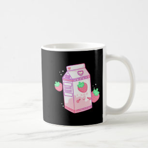 Cute Pink Strawberry Milk Japanese Kawaii Retro Koffiemok