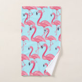 Cute Pink Summer Painted Flamingo patroon Blue Bad Handdoek (Handdoek)