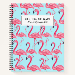 Cute Pink Summer Painted Flamingo patroon Blue Notitieboek