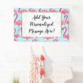 Cute Pink Summer Painted Flamingo patroon Blue Spandoek (Insitu)