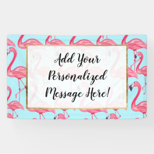 Cute Pink Summer Painted Flamingo patroon Blue Spandoek