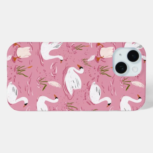 Cute Pink Swan Seamless Pattern Case-Mate iPhone Case (Achterkant (horizontaal))