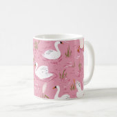 Cute Pink Swan Seamless Pattern Koffiemok (Voorkant rechts)