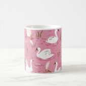 Cute Pink Swan Seamless Pattern Koffiemok (Center)