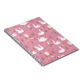 Cute Pink Swan Seamless Pattern Notitieboek (Rechterzijde)