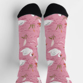Cute Pink Swan Seamless Pattern Sokken (Top)